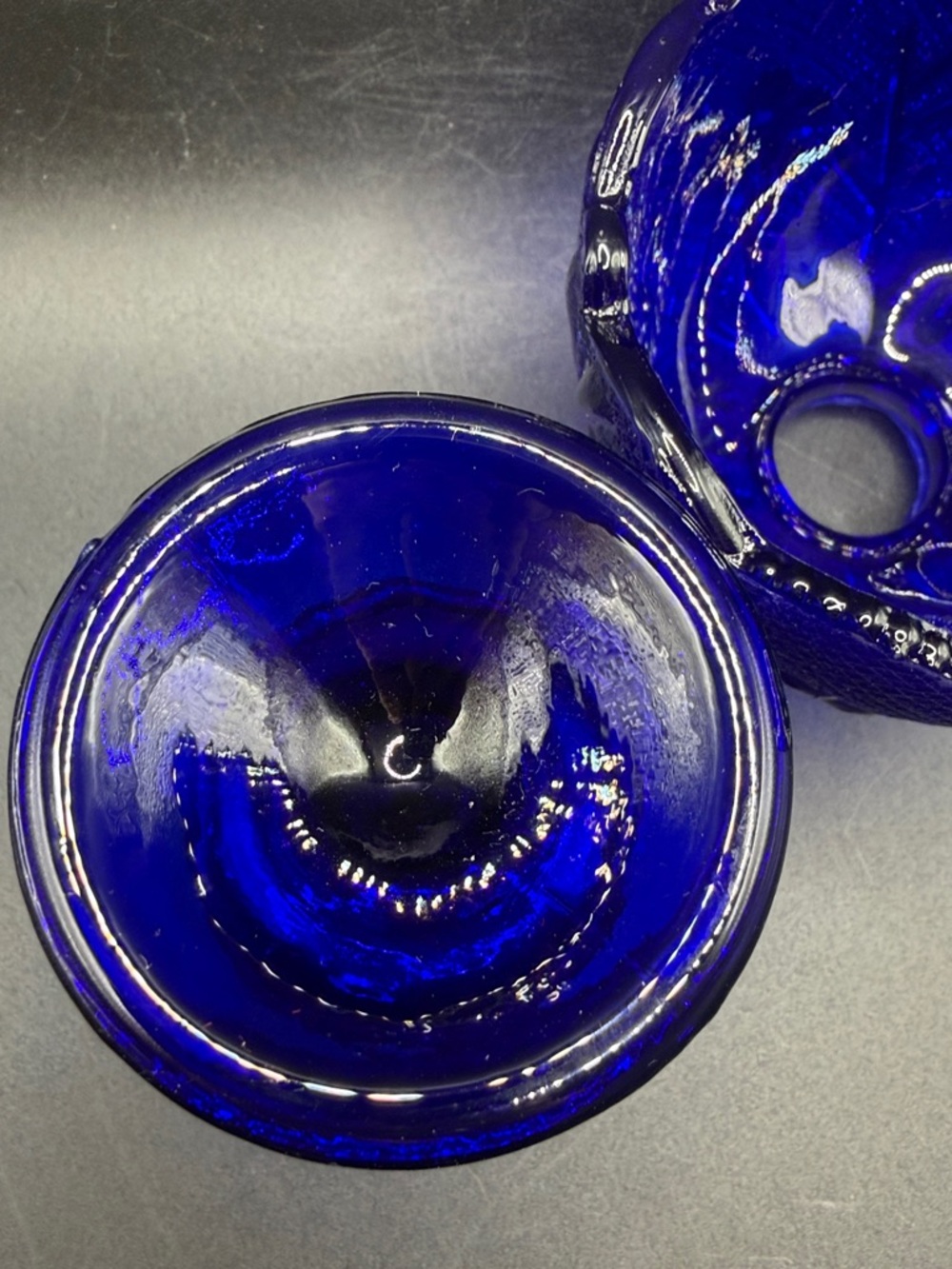 Vintage Cobalt Floral Glass Pedestal Fairy Light Fairy Lamp Candle Holder Decor - Picture 11 of 17